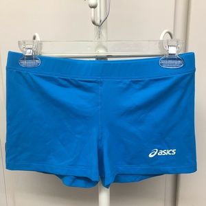 ASICS M Turquoise Low Cut Spandex Short Shorts